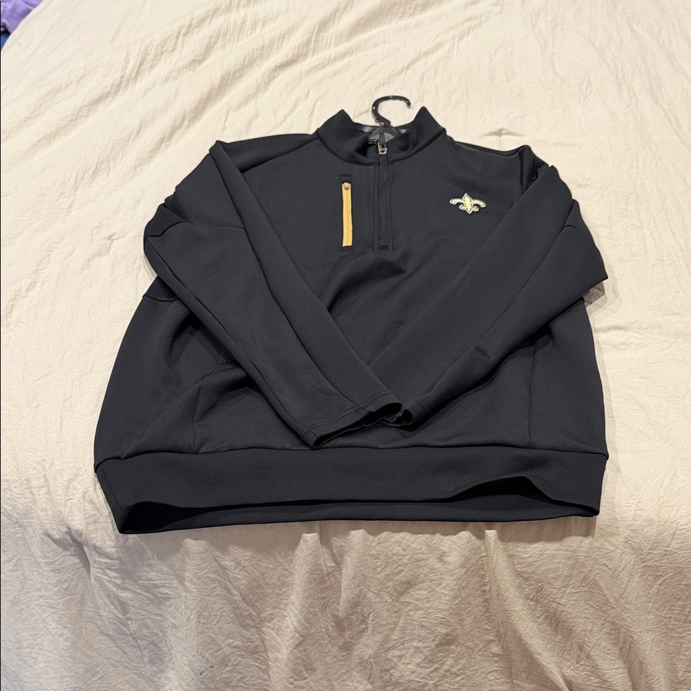 Black Quarter-Zip Pullover with Gold Accent New Orleans Saints